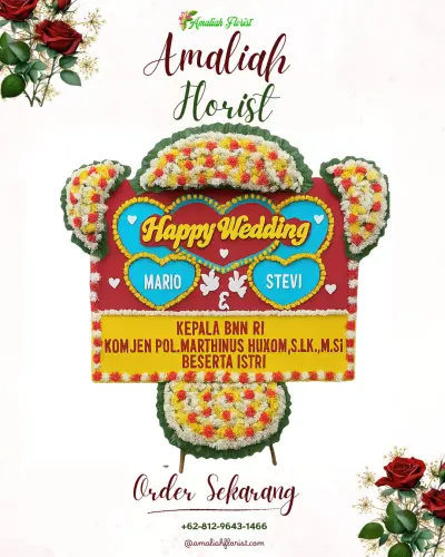 Karangan Papan Bunga Pernikahan di Kalianyar